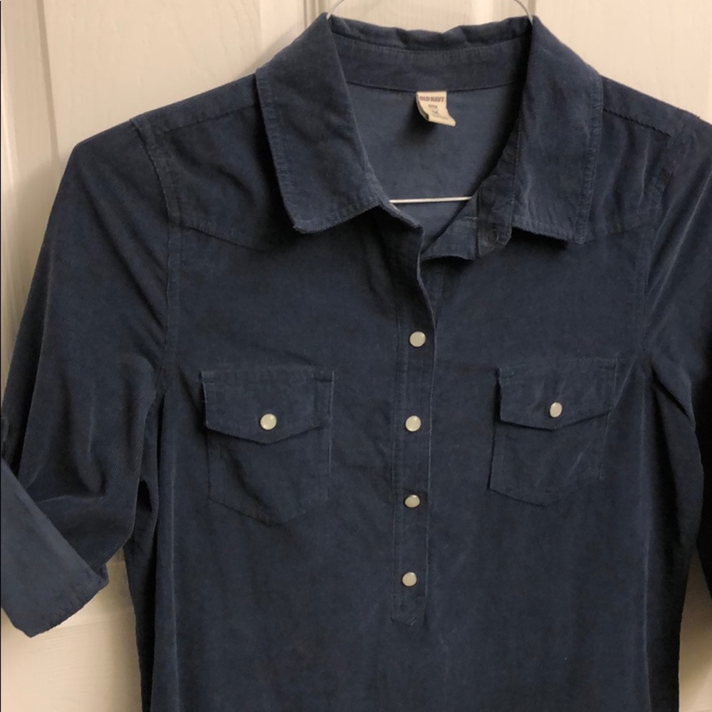Denim colored corduroy t shirt dress
